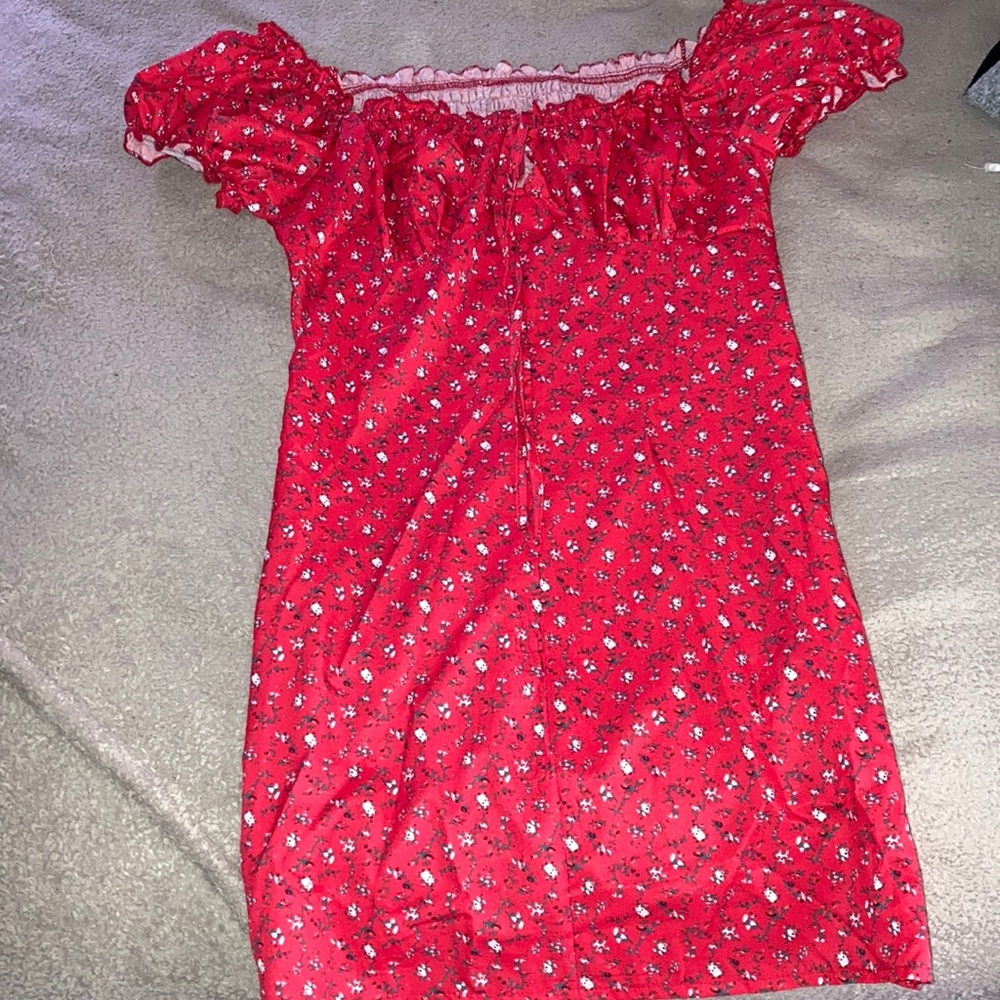 Red floral dress